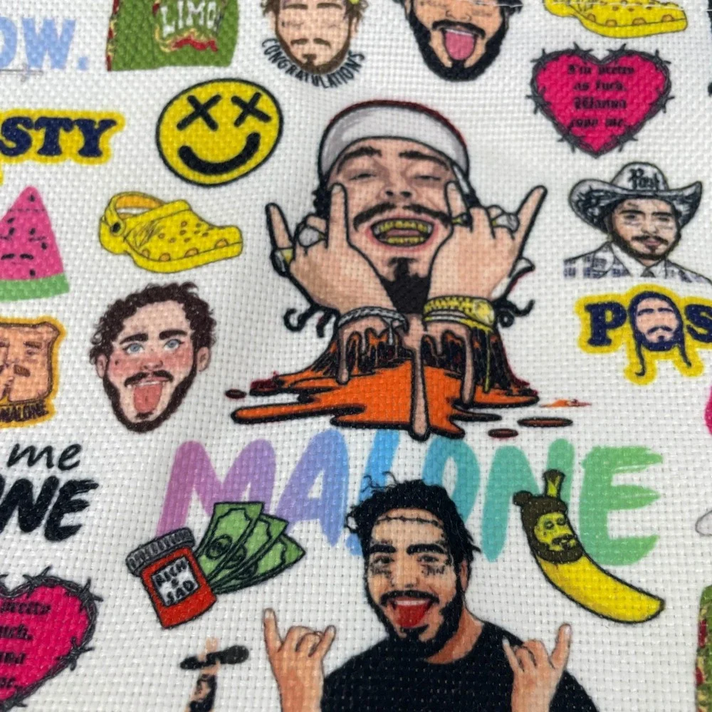 Post Malone‎ Posty Graphic Print Zipper Pouch Wristlet Makeup Bag White Festival